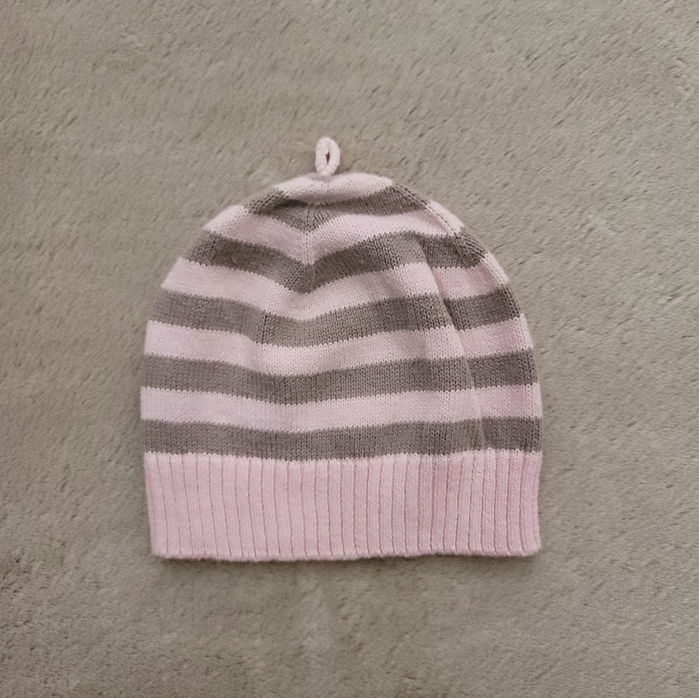 Gap Baby Girl Pink/Brown Striped Knitted Hat Size 0-3 Months